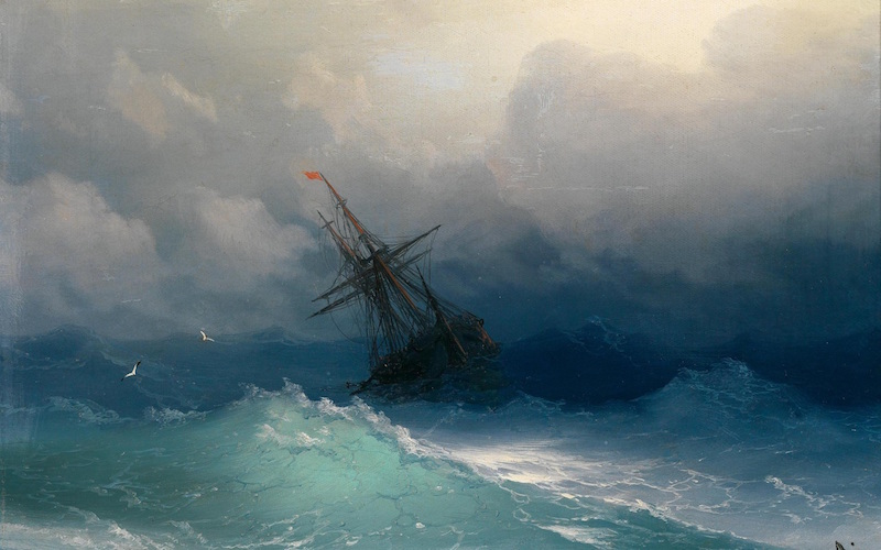 Ship in Stormy Sea by Ivan Konstantinovich Aivazovsky